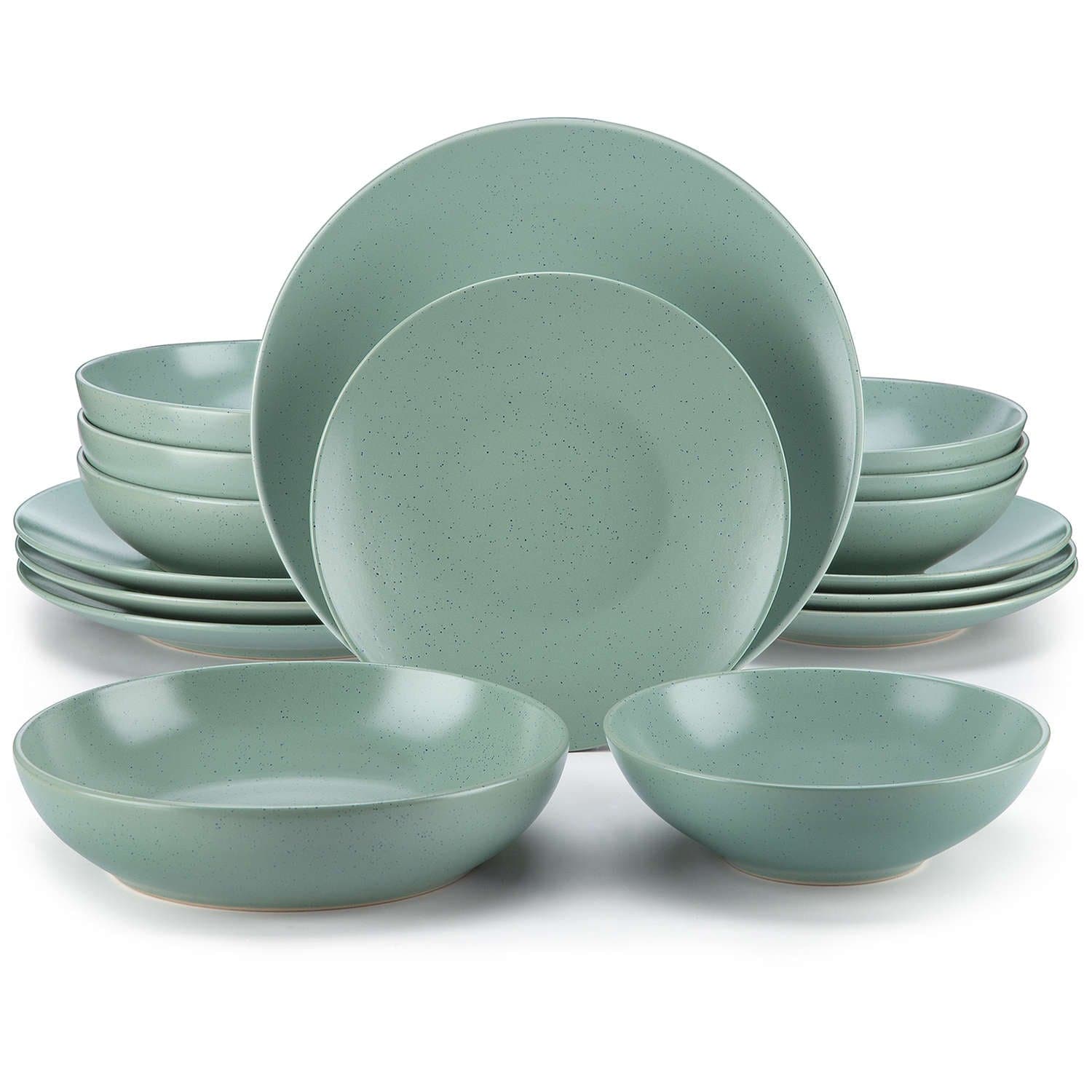 vancasso Stern 16-Piece Green Stoneware Dinnerware Set (Service
