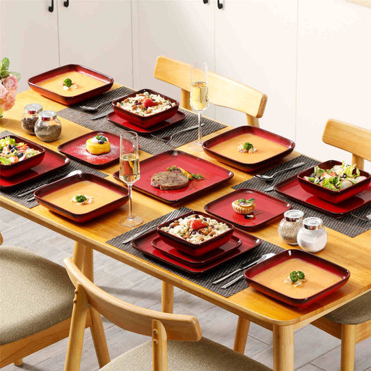 vancasso LOVECASA Gradient Square 16 Piece Stoneware Dinnerware Set