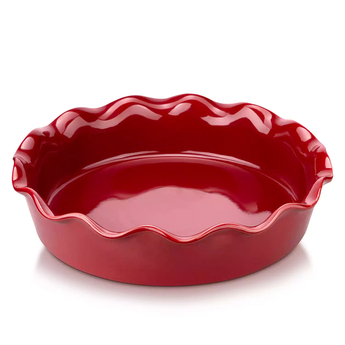 Cherry Red Fluted Pie Pan with fruit and roasted chicken – versatile stoneware, glossy glaze – ideal for baking and serving-vancasso