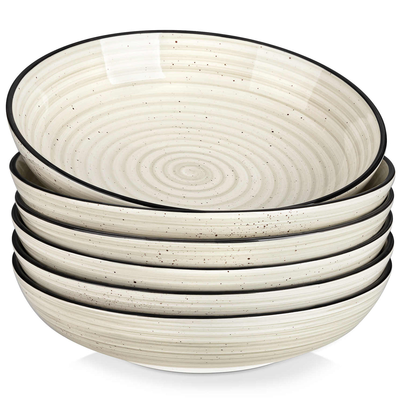 6 Piece Large Pasta Bowls Set 50oz Stoneware with Double Sided Glaze Vancasso
