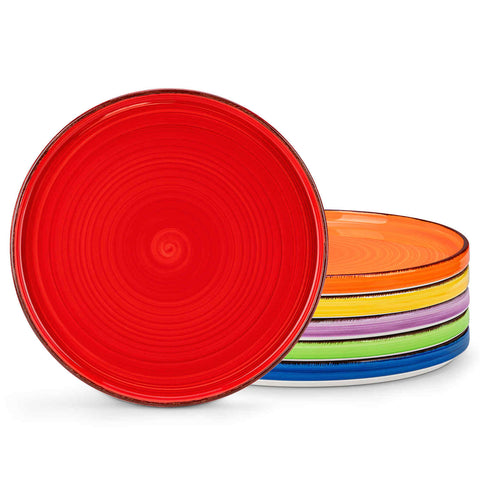 Bonita 6-Piece Straight-Edge Dinner Plates in Multicolor - Featuring a Waterproof Oating for Enhanced Durability and Hygiene - Easy Cleaning-vancasso