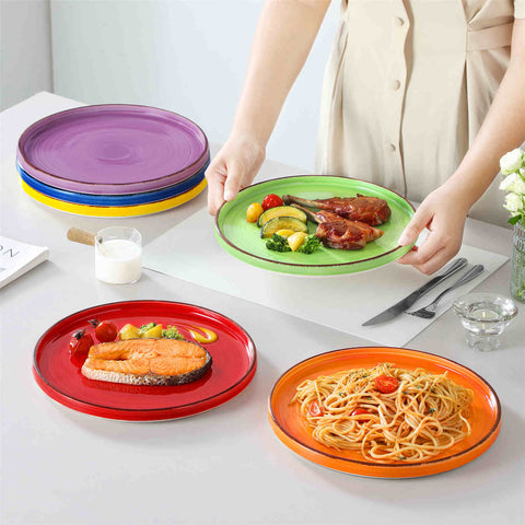 Bonita 6-Piece Straight-Edge Dinner Plates in Multicolor - Featuring a Waterproof Oating for Enhanced Durability and Hygiene - Easy Cleaning-vancasso