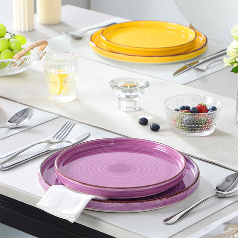 Bonita 6-Piece Straight-Edge Dinner Plates in Multicolor - Featuring a Waterproof Oating for Enhanced Durability and Hygiene - Easy Cleaning-vancasso