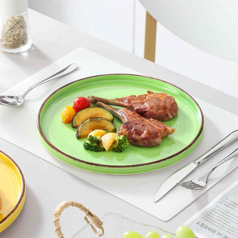 Bonita 6-Piece Straight-Edge Dinner Plates in Multicolor - Featuring a Waterproof Oating for Enhanced Durability and Hygiene - Easy Cleaning-vancasso