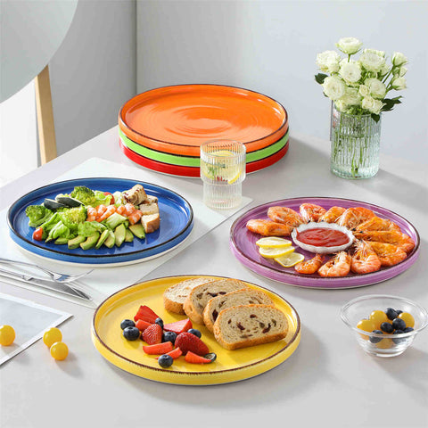 Bonita 6-Piece Straight-Edge Dinner Plates in Multicolor - Featuring a Waterproof Oating for Enhanced Durability and Hygiene - Easy Cleaning-vancasso