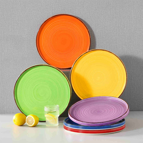 Bonita 6-Piece Straight-Edge Dinner Plates in Multicolor - Featuring a Waterproof Oating for Enhanced Durability and Hygiene - Easy Cleaning-vancasso