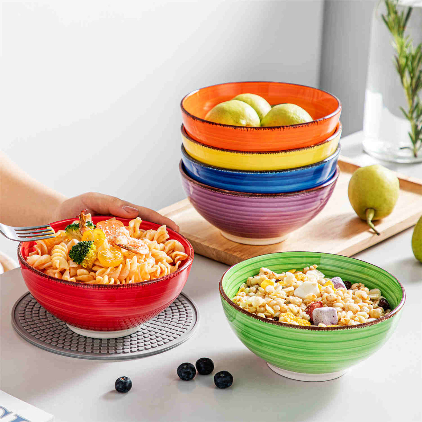 colorful plates and bowls
