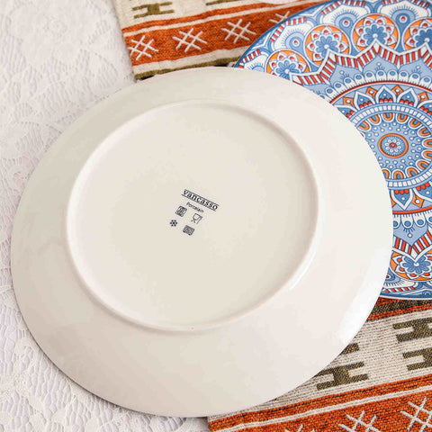 Boho Chic Turquoise Refined Porcelain Dinner Plates Set of 4-vancasso