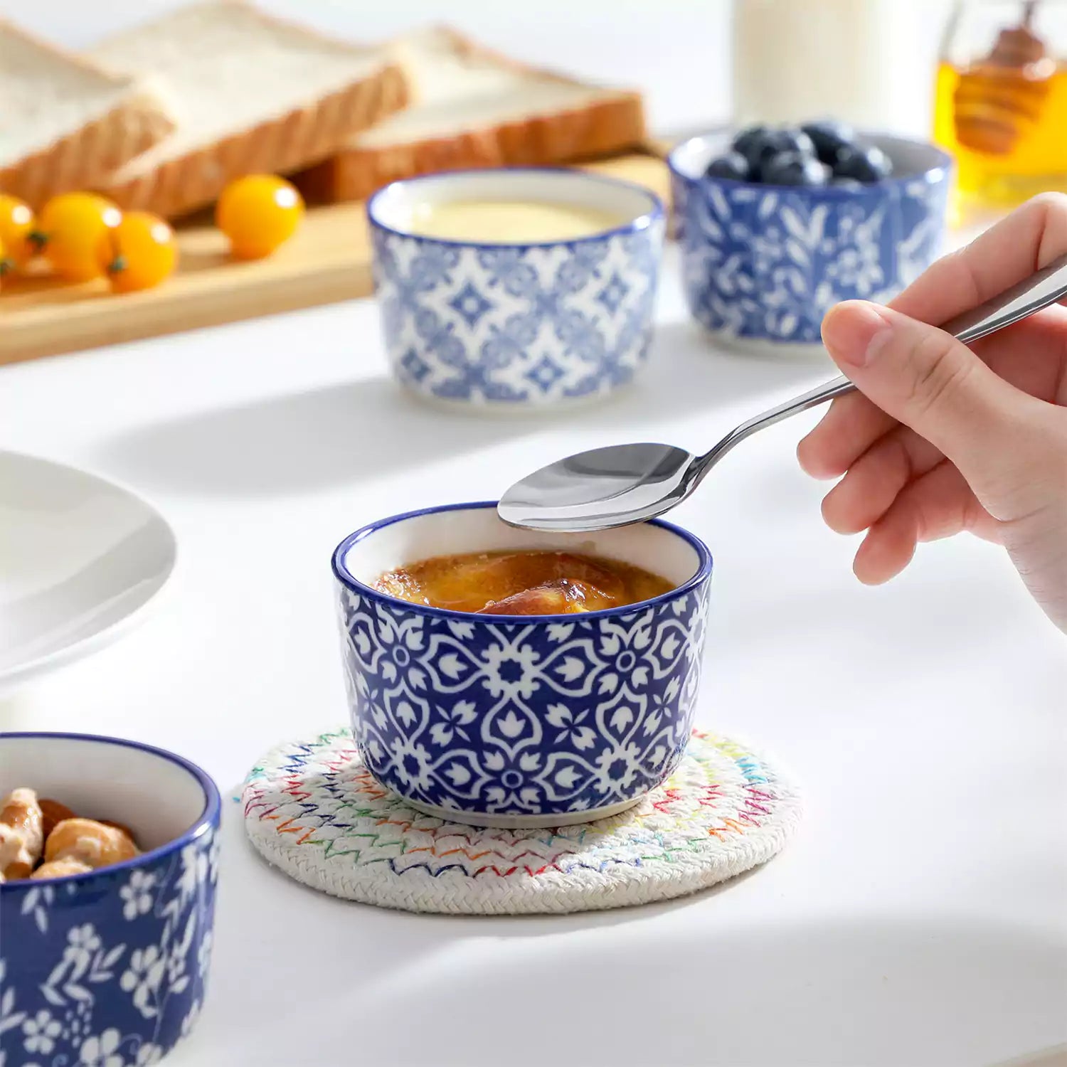 Selene Set Of 6 Ramekin Bowls Perfect For Baking And Serving Desserts and Dips - 4 oz