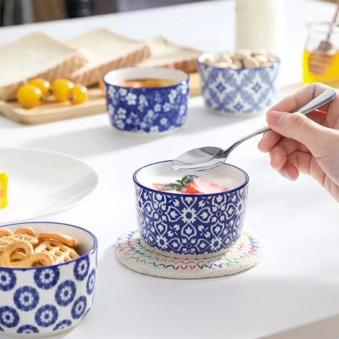 Selene Set Of 6 Ramekin Bowls Perfect For Baking And Serving Desserts and Dips - 6 oz