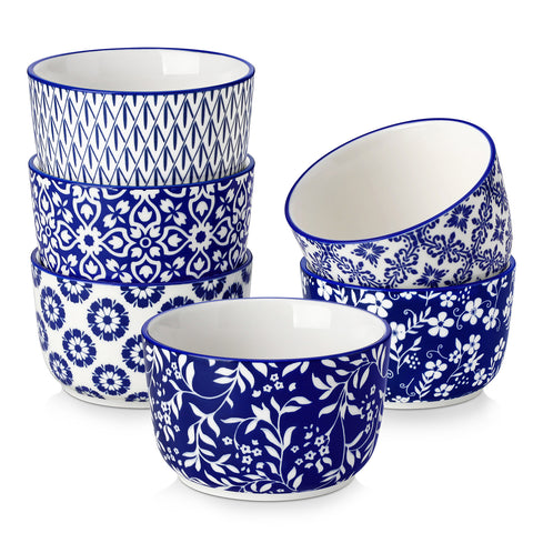 Selene Set Of 6 Ramekin Bowls Perfect For Baking And Serving Desserts and Dips - 8 oz