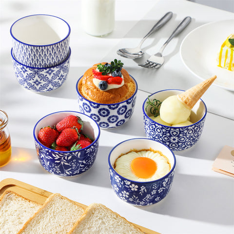 Selene Set Of 6 Ramekin Bowls Perfect For Baking And Serving Desserts and Dips - 8 oz