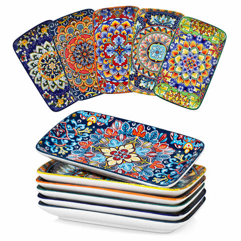 vancasso Simi Serving Platter Set Of 6 - Made Of Porcelain With Bohemian Style Design - Perfect For Serving Meals In A Stylish And Elegant Way - Large