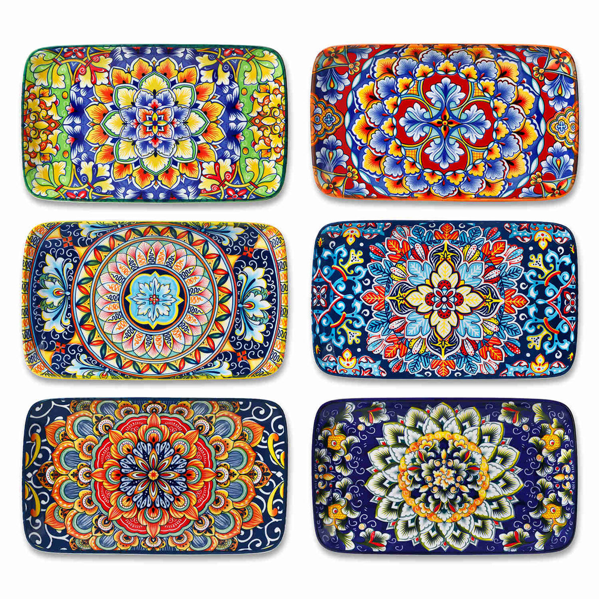 vancasso Simi Serving Platter Set Of 6 - Made Of Porcelain With Bohemian Style Design - Perfect For Serving Meals In A Stylish And Elegant Way