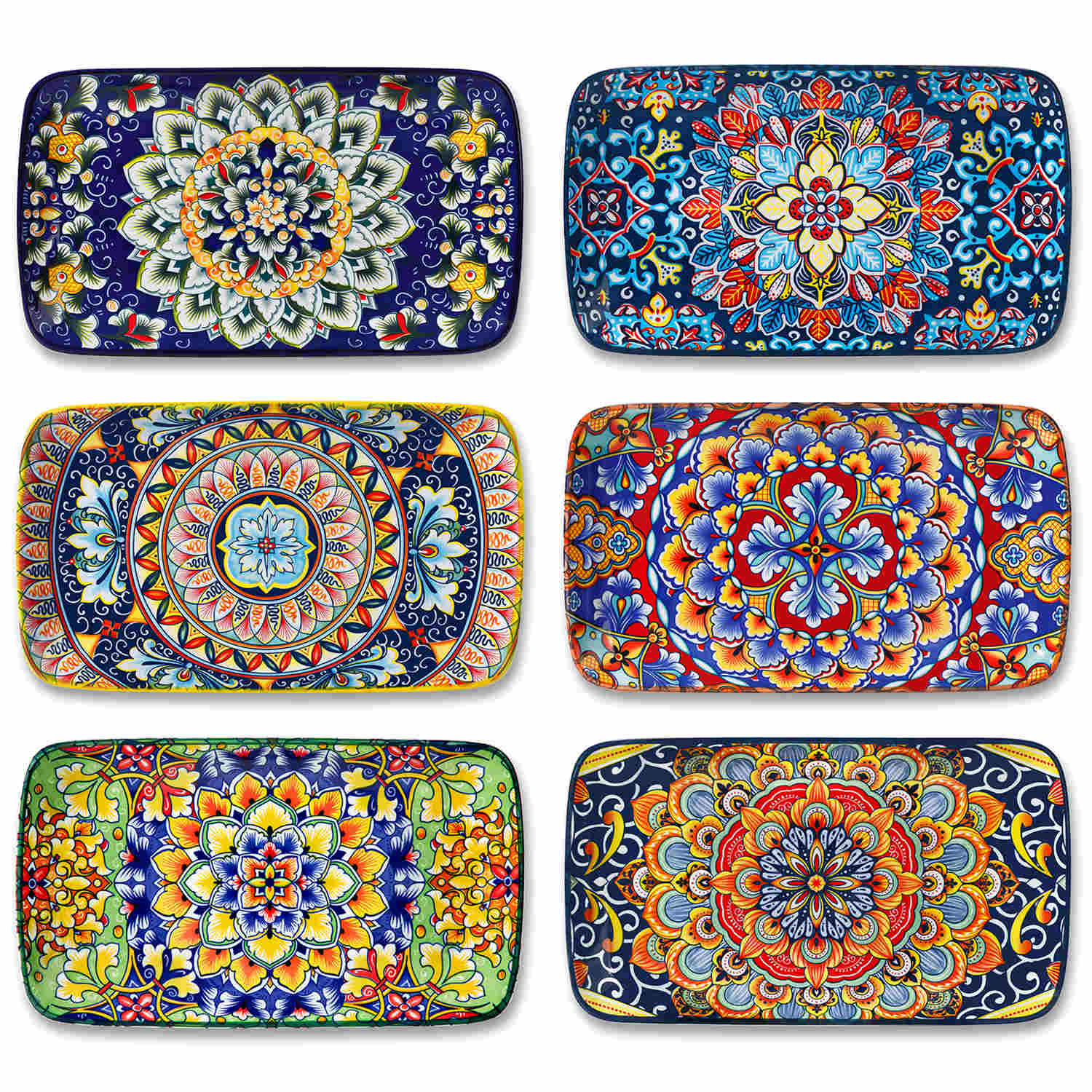 vancasso Simi Serving Platter Set Of 6 - Made Of Porcelain With Bohemian Style Design - Perfect For Serving Meals In A Stylish And Elegant Way - Large