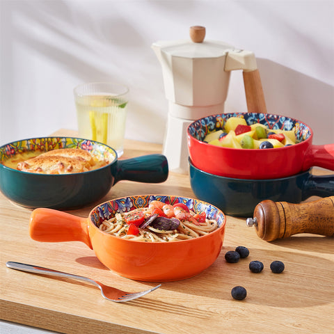 Simi Set Of 4 Soup Bowls With Handles - Perfect For Serving Soups And Stews With Ease And Style.