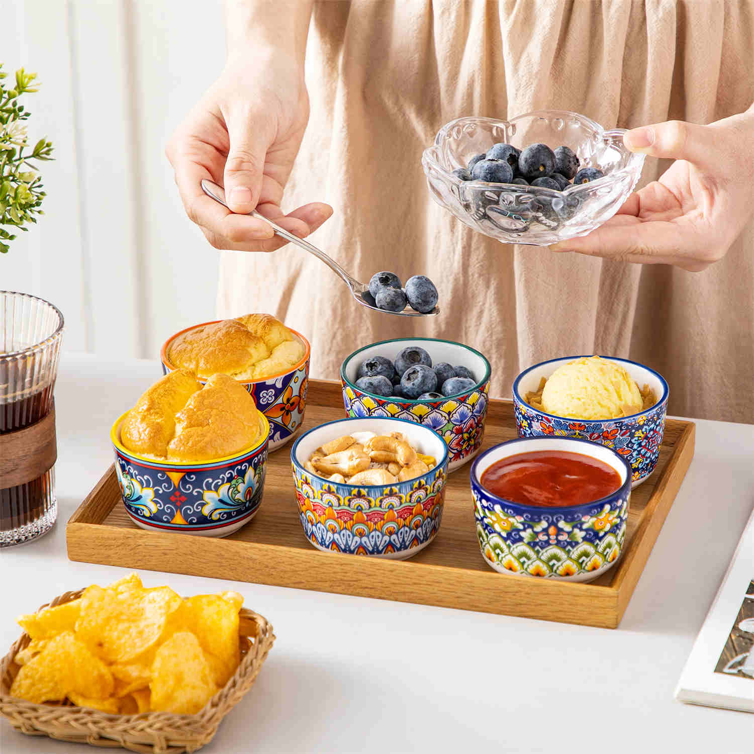 vancasso Simi Set Of 6 Ramekin Bowls In Bohemian Style - Ideal For Desserts Or Side Dishes - Crafted From High-Quality Porcelain - 4 oz