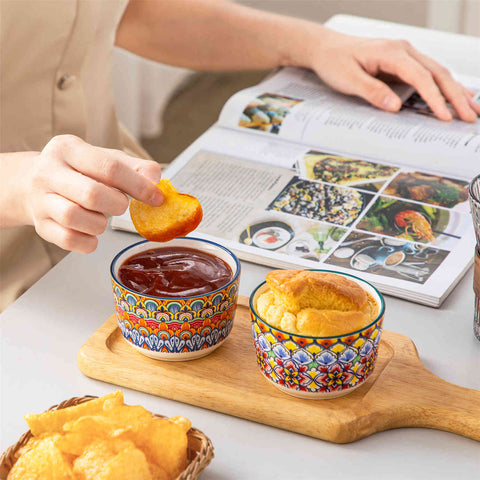 vancasso Simi Set Of 6 Ramekin Bowls In Bohemian Style - Ideal For Desserts Or Side Dishes - Crafted From High-Quality Porcelain - 6 oz