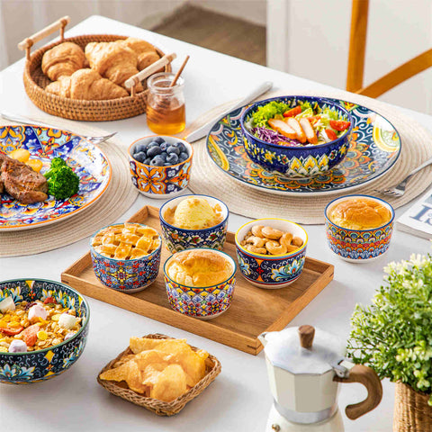 vancasso Simi Set Of 6 Ramekin Bowls In Bohemian Style - Ideal For Desserts Or Side Dishes - Crafted From High-Quality Porcelain - 6 oz