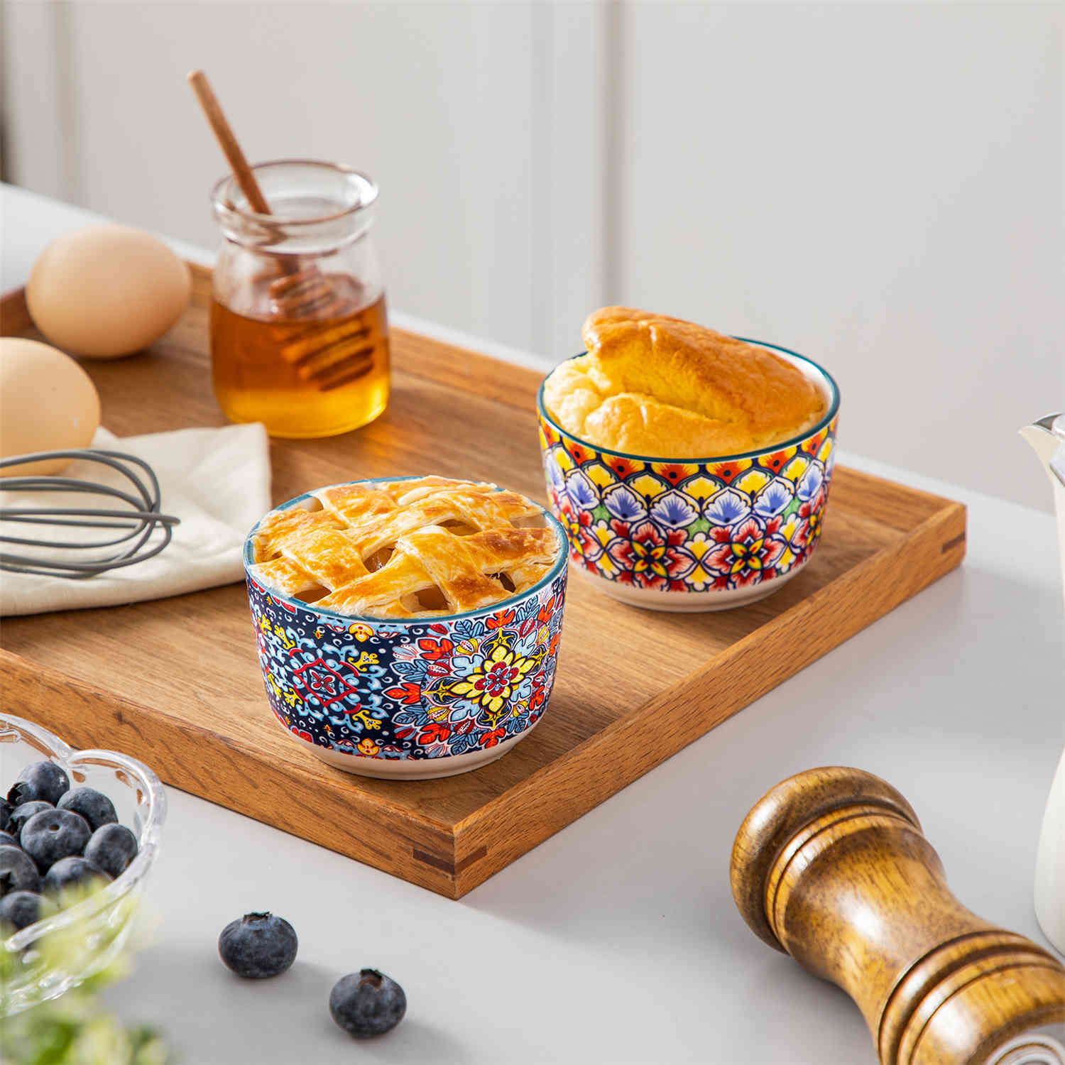 vancasso Simi Set Of 6 Ramekin Bowls In Bohemian Style - Ideal For Desserts Or Side Dishes - Crafted From High-Quality Porcelain - 6 oz