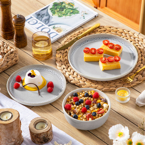 The Snow 18-Piece Dinnerware Set Includes Plates And Bowls To Create A Classic And Elegant Table Setting - Beige