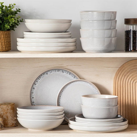 Snow 24-Piece Stoneware Dinnerware Set - Service For 6 Minimalist Design Let You Enjoy Elegance Every Day - Beige