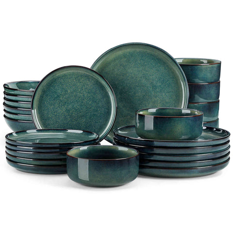 vancasso Starry 24-Piece Dinnerware Set With A Reactive Glaze That Reflects The Depth And Brilliance Of The Night Sky Adding Cosmic Charm To Your Table - Green