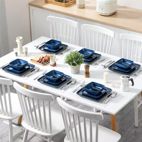 Stern 18-Piece Dinnerware Set With A Stunning Reactive Glaze For A Modern And Elegant Touch - Blue