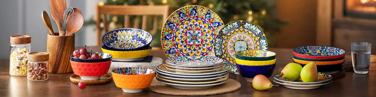 vancasso Simi 24 piece bohemian style porcelain dinnerware set service for 6