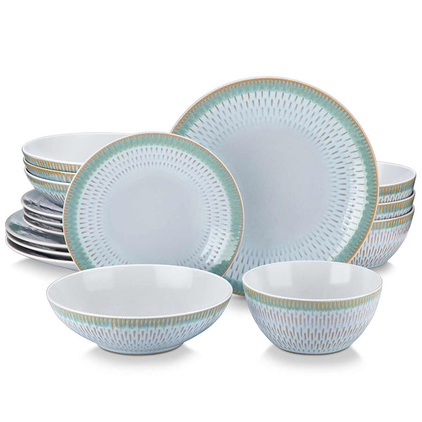 Vancasso, Series Vine, 16-Piece Stoneware Dinnerware Set, Blue and